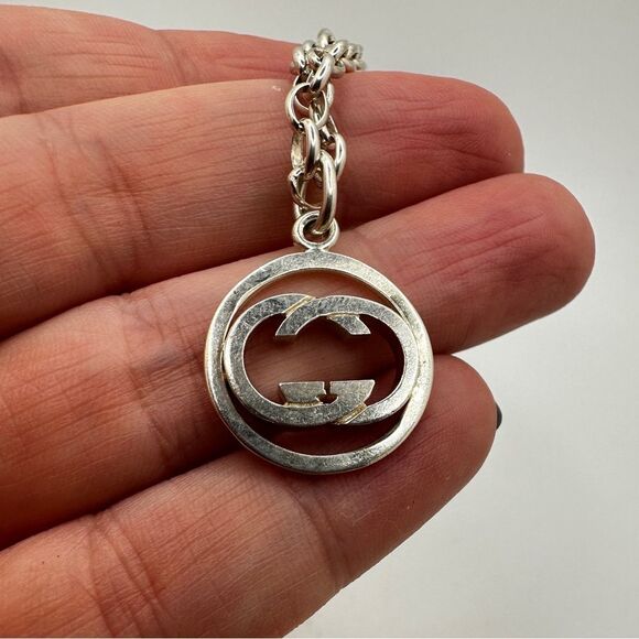 ~20” Authentic Gucci Interlocking necklace in sterling silver! - Picture 3 of 12